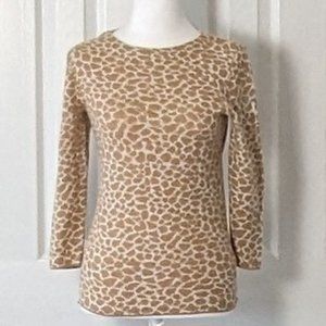 TALBOTS Marino Wool Women's 3/4 Sleeves Sweater  Size XS  Giraffe Print  NWOT